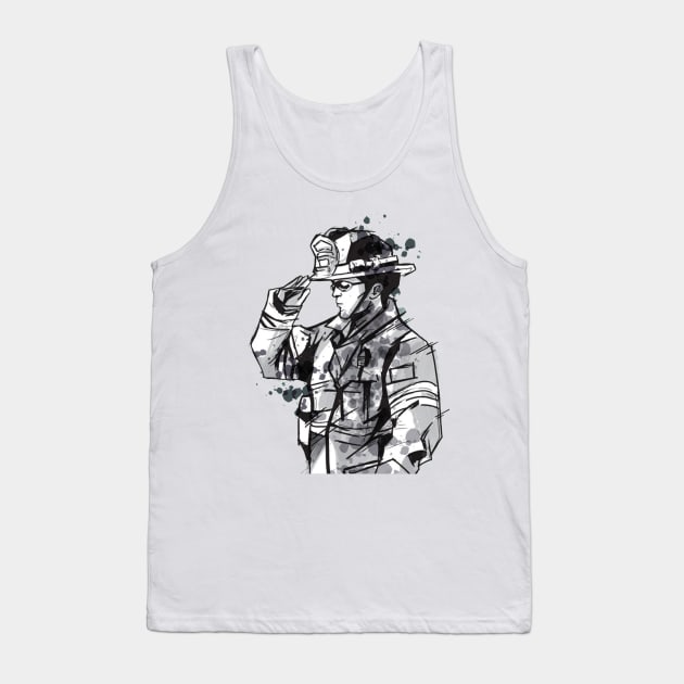 Firefighter in Watercolor Style Tank Top by consigliop